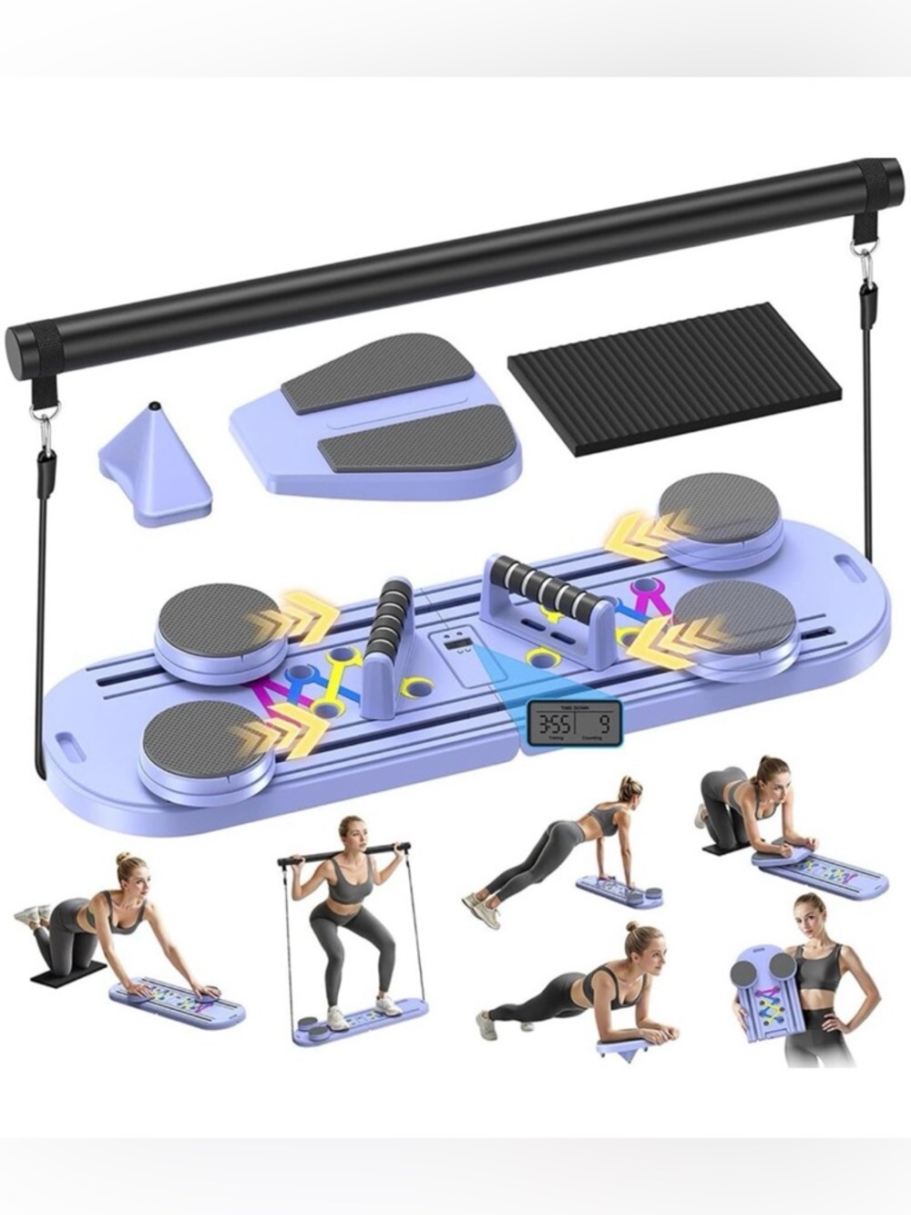 Portable Pilates Board Core & Resistance Workout Board in Light Purple